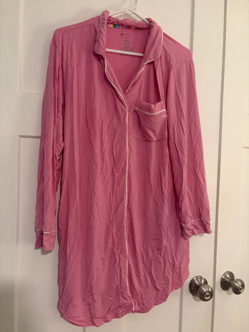 Magnetic Me- Pink Long Sleeve Magnetic Nightshirt with Piping